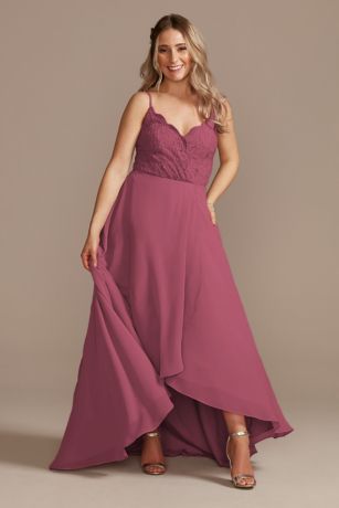 Lace Chiffon HighLow Bridesmaid Dress David's Bridal