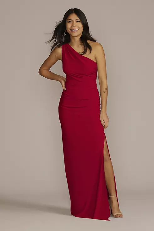 Ruched Jersey One-Shoulder Bridesmaid Dress Image 1