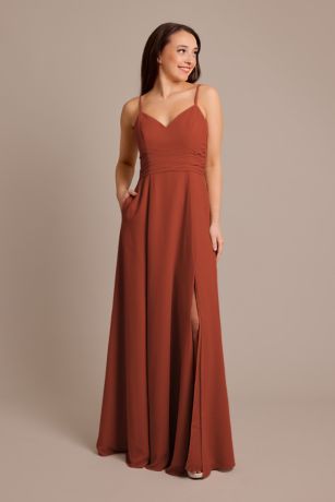 Chiffon Back Tie A-Line Bridesmaid Dress | David's Bridal