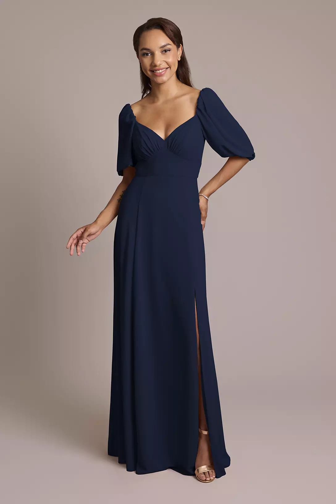 Chiffon Short Sleeve A-Line Dress Image 1