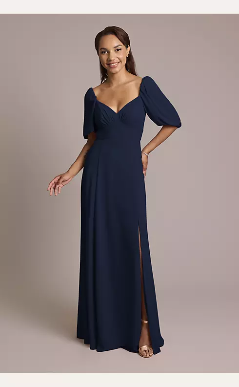 Chiffon Short Sleeve A-Line Dress Image 1