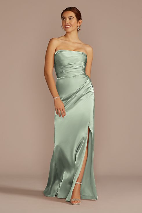 Strapless Charmeuse Bridesmaid Dress with Ruching Image