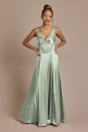 Charmeuse Corset Bodice Tank Dress | David's Bridal