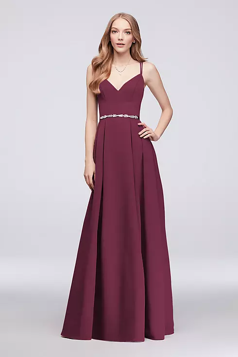Faille Bridesmaid Ball Gown with Jewel Sash Image 1