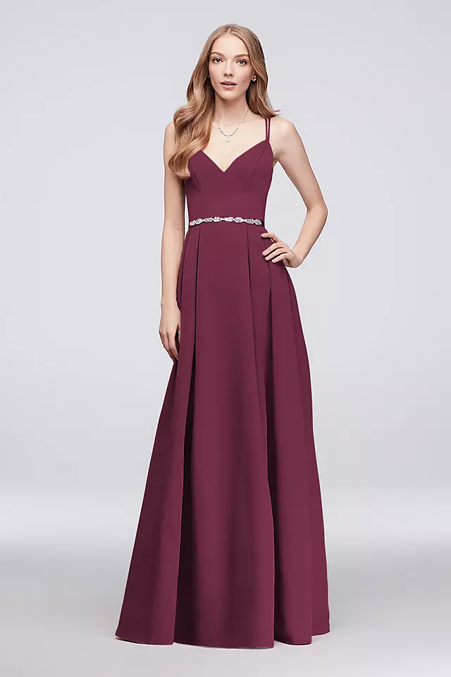Faille Bridesmaid Ball Gown with Jewel Sash Image
