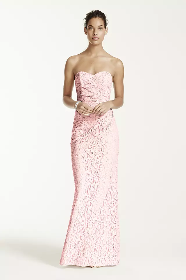 Long Strapless Lace Dress with Sweetheart Neckline Image