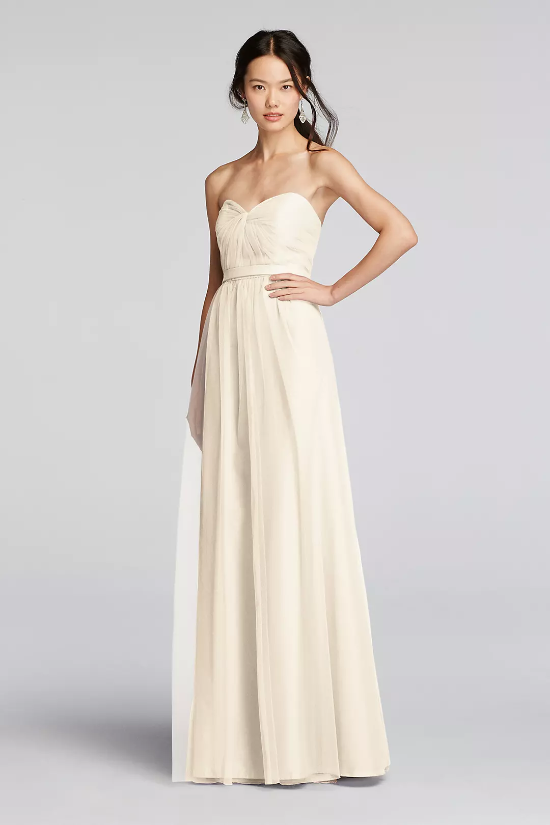 Strapless Tulle Long  Dress with Removable Belt Image