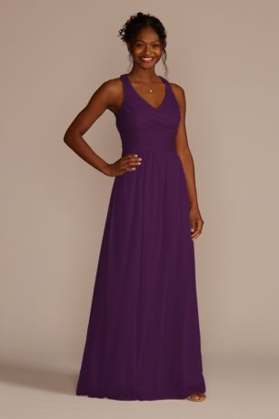 Long Bridesmaid Dress with Crisscross Back Straps David s Bridal