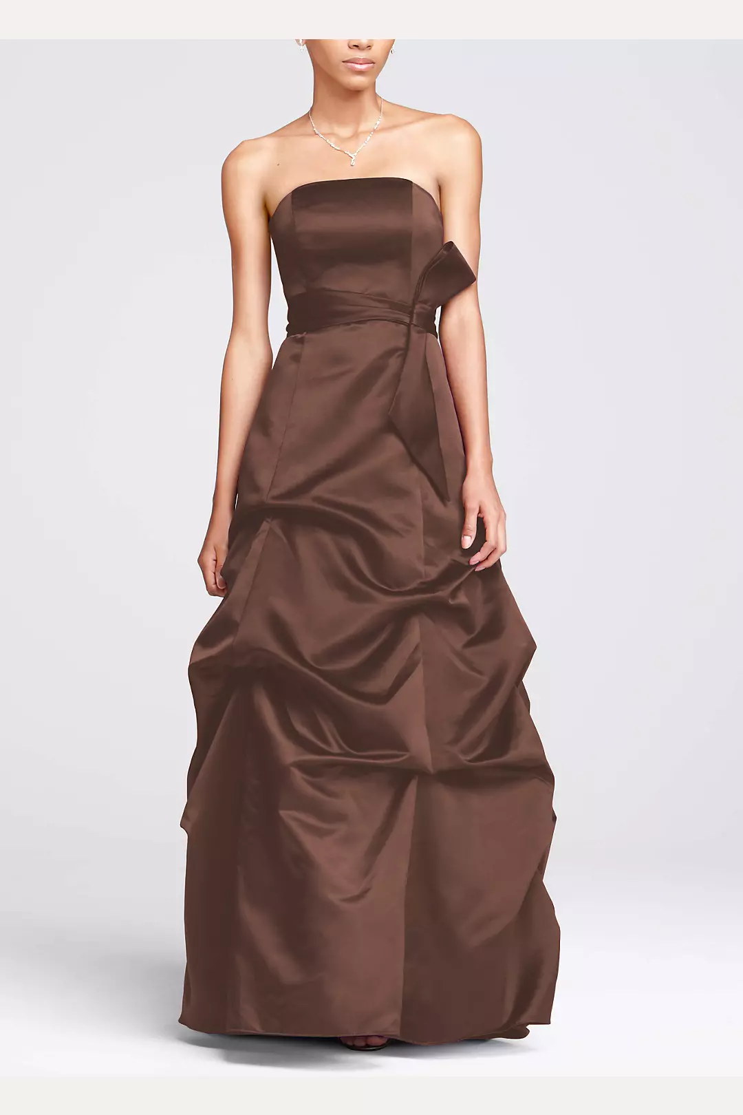 Strapless Satin Ballgown with Pick-up and Sash Image