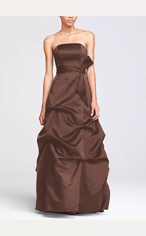 Strapless Satin Ballgown with Pick-up and Sash Image 1