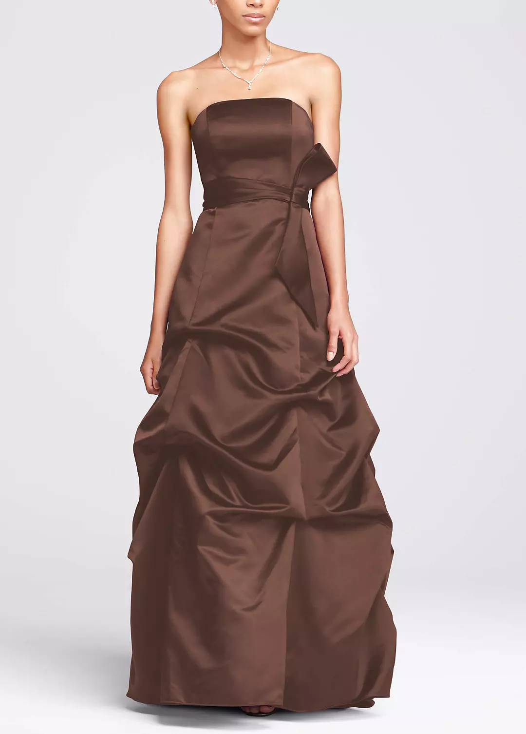 Strapless Satin Ballgown with Pick-up and Sash Image
