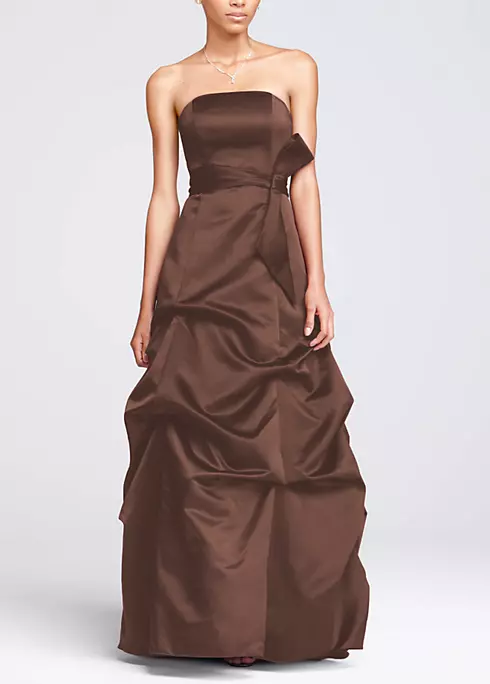 Strapless Satin Ballgown with Pick-up and Sash Image 1