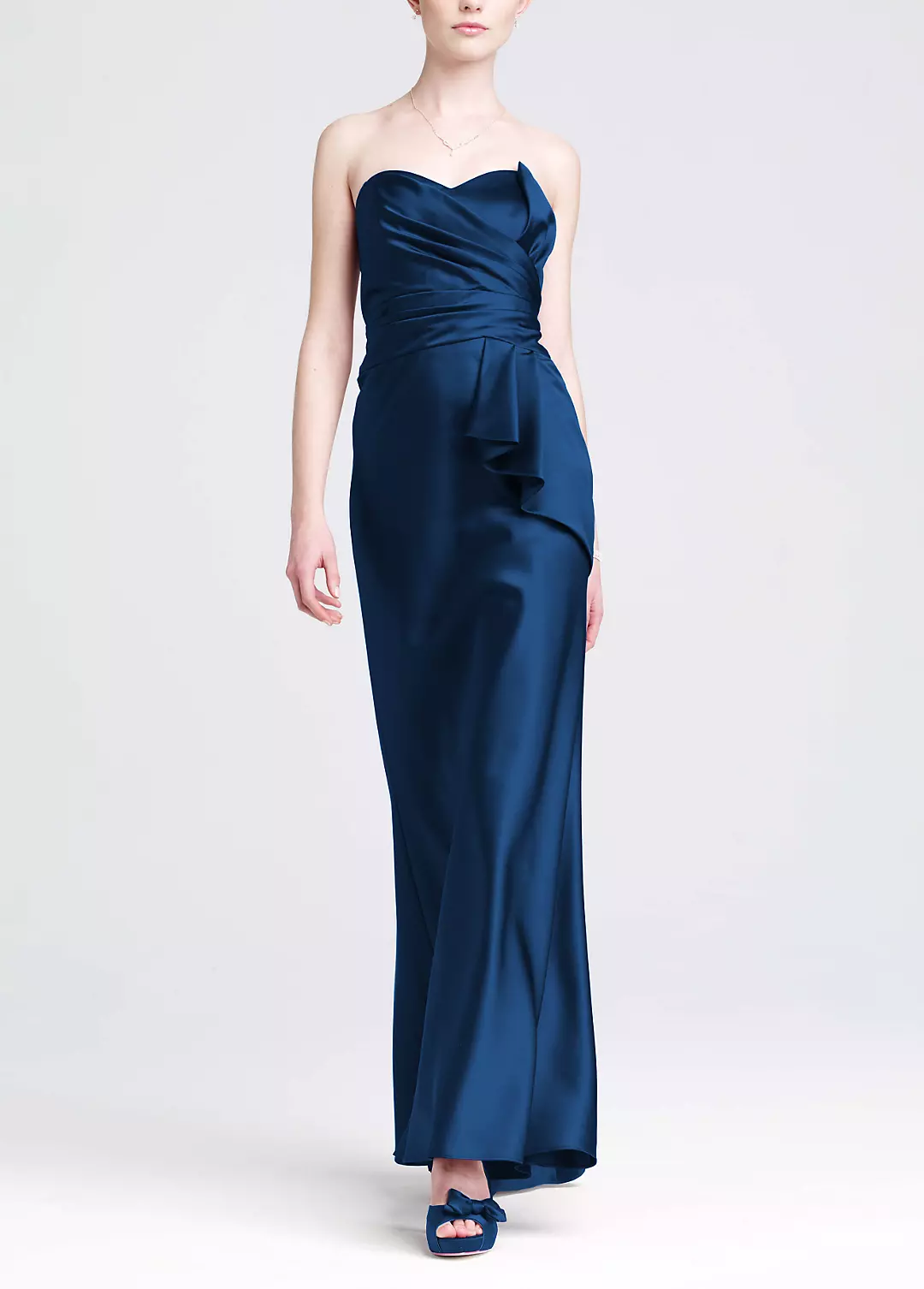 Long Strapless Dress with Side Peplum Image
