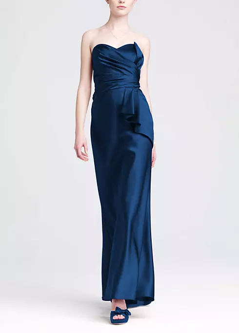 Long Strapless Dress with Side Peplum Image 1