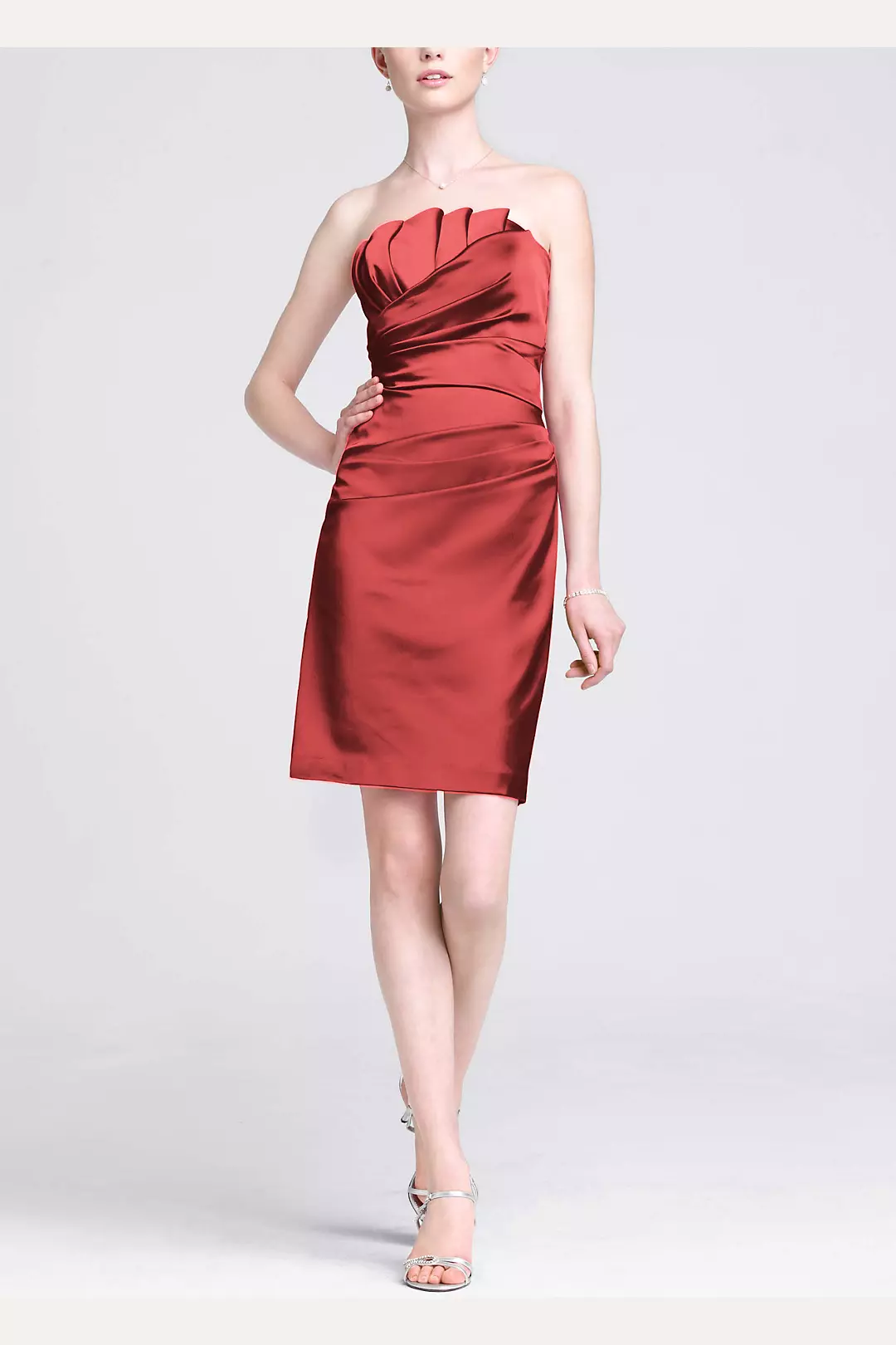 Stretch Satin Dress with Crumb Catcher Detail Image