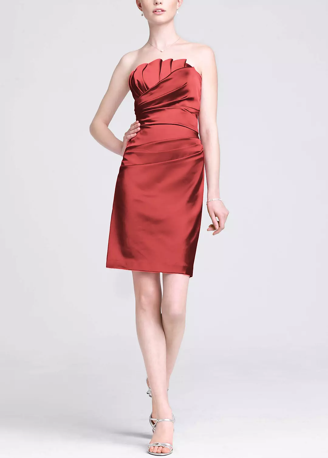 Stretch Satin Dress with Crumb Catcher Detail Image