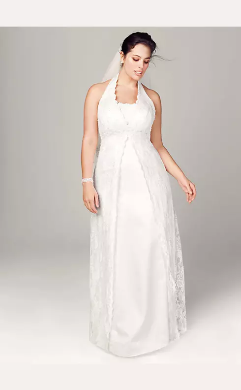  A-Line Lace Plus Size Wedding Dress with Beading Image 1