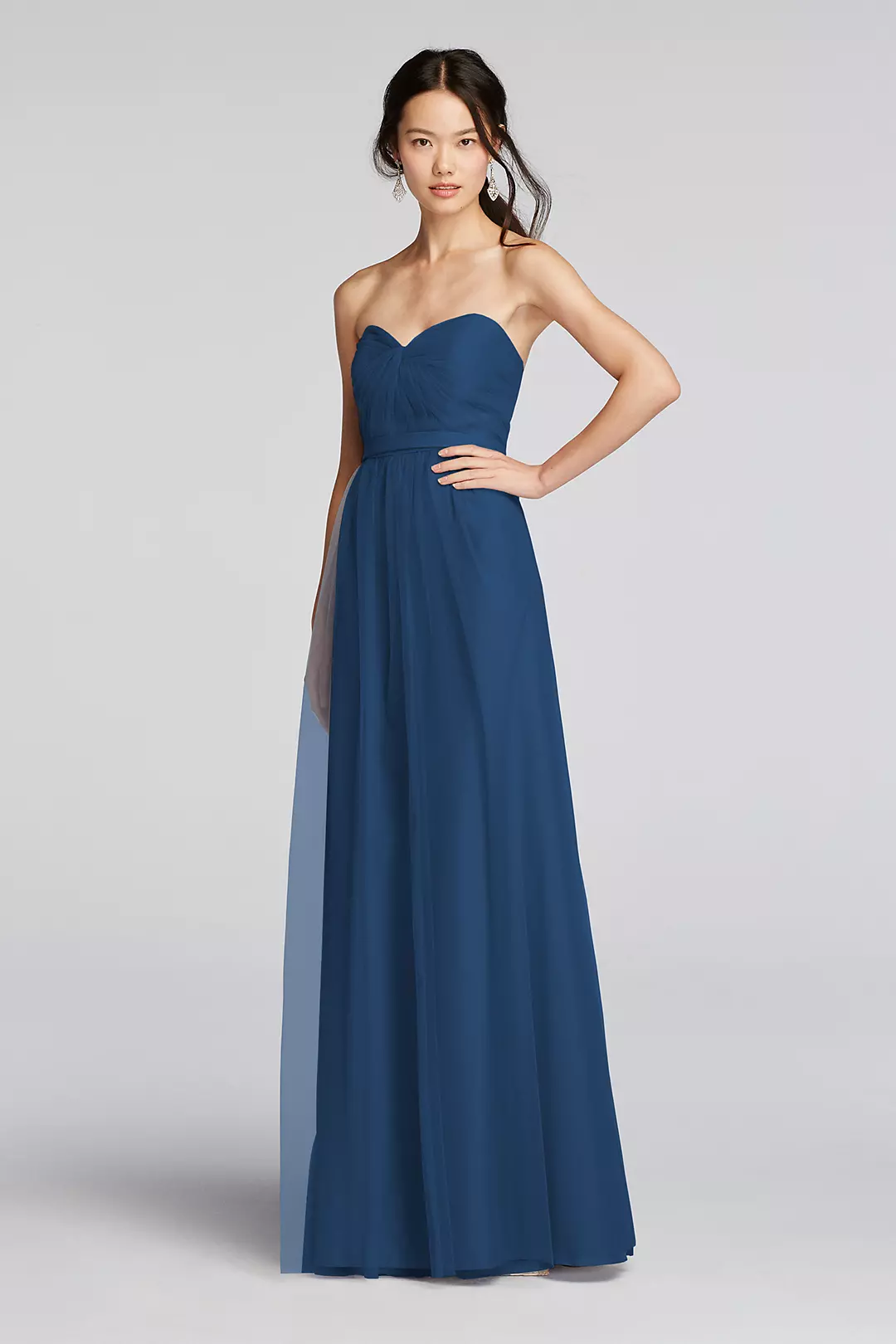 Pleated Bodice Tulle Dress with Removable Belt Image