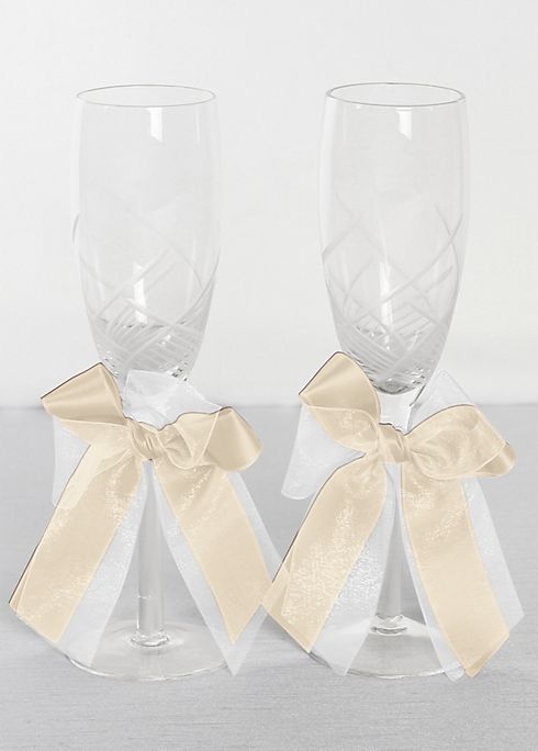DB Exclusive Blissful Bows Toasting Flutes Image 1