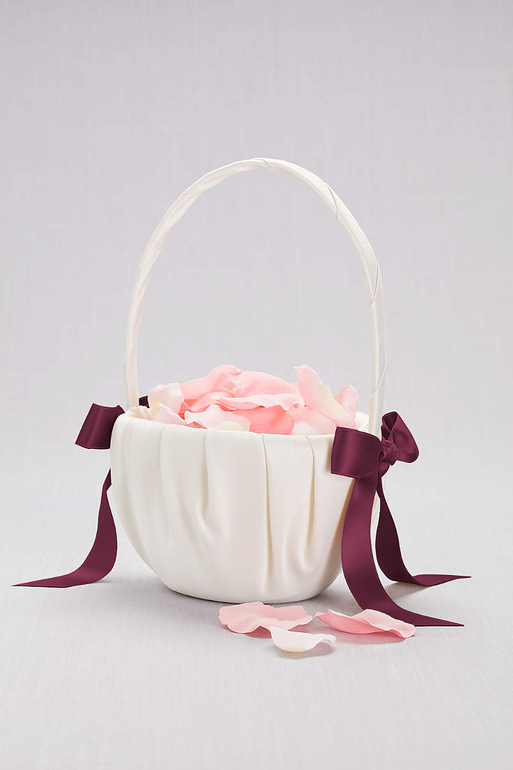 Hottest pink &  Ivory Flowergirl Basket very pretty & free petals 