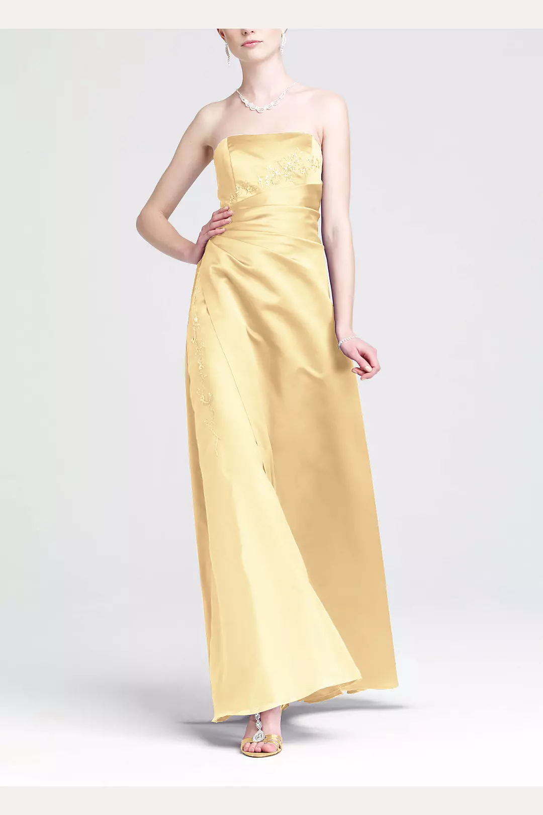 Satin and Organza Gown with Beaded Inset Image