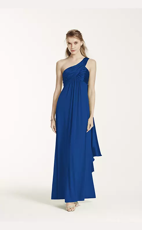 One-Shoulder Long Jersey Dress with Cascade Back Image 1