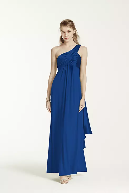 One-Shoulder Long Jersey Dress with Cascade Back Image 1