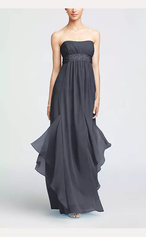 Strapless Crinkle Chiffon Dress with Godets Image 1