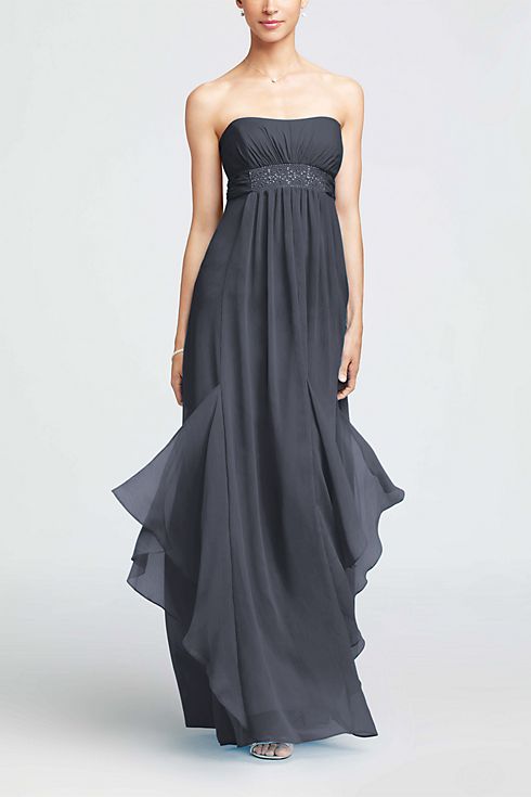 Strapless Crinkle Chiffon Dress with Godets Image