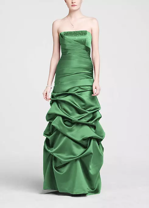 Strapless Satin Pick Up Ball Gown with Beaded Bust Image 1
