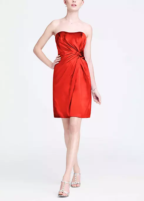 Short Charmeuse Dress with Knot Detail Image 1