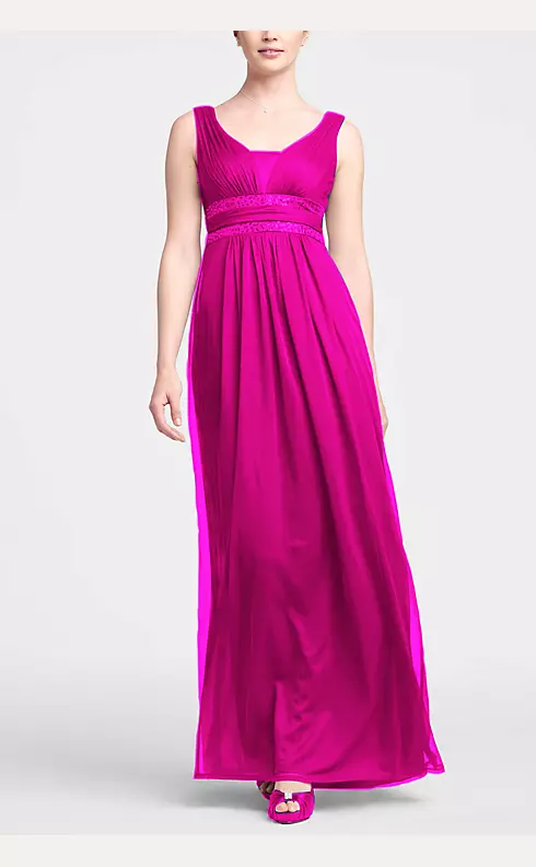 Sleeveless Long Dress with Double Banded Detail Image 1