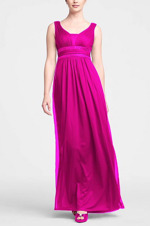 Sleeveless Long Dress with Double Banded Detail Image