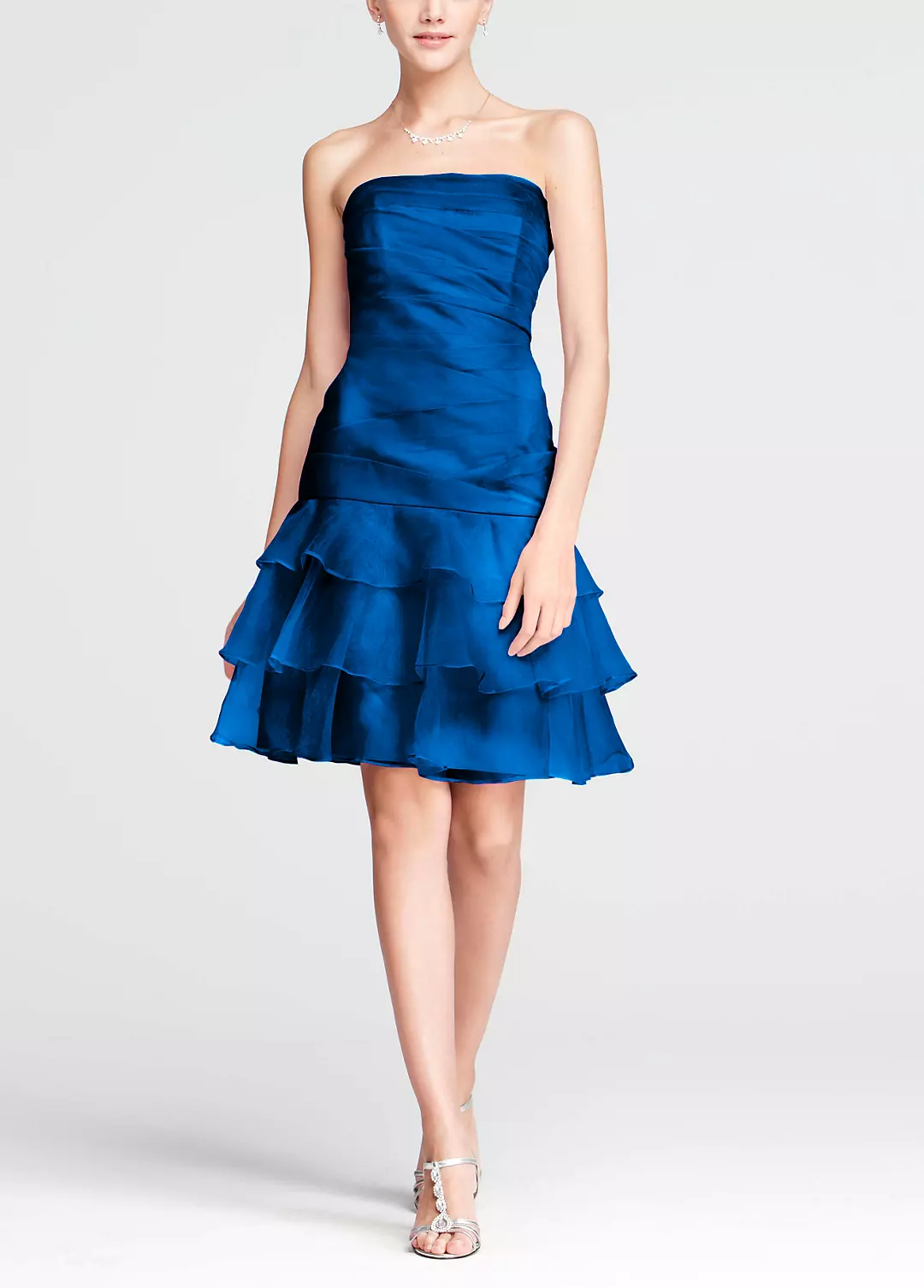 Strapless Dress with Drop Waist and Tiered Skirt Image