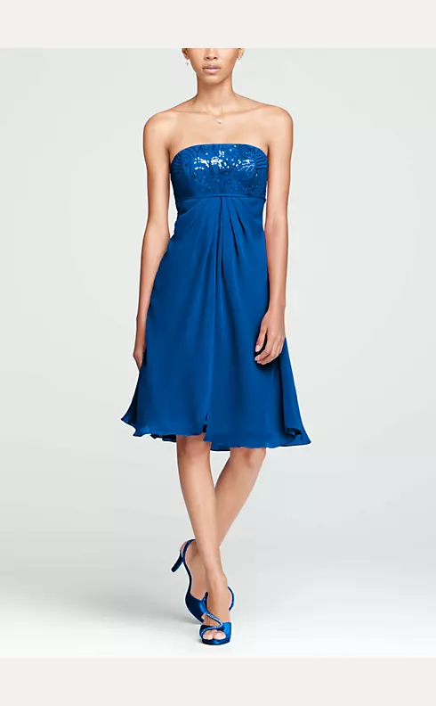Short Strapless Dress with Sequin Bodice Image 1