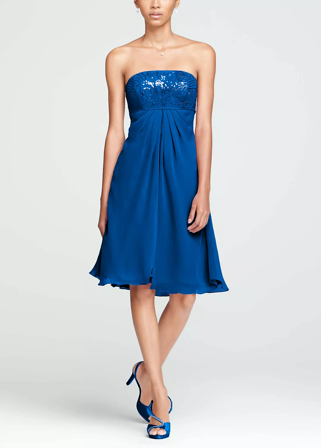 Short Strapless Dress with Sequin Bodice Image