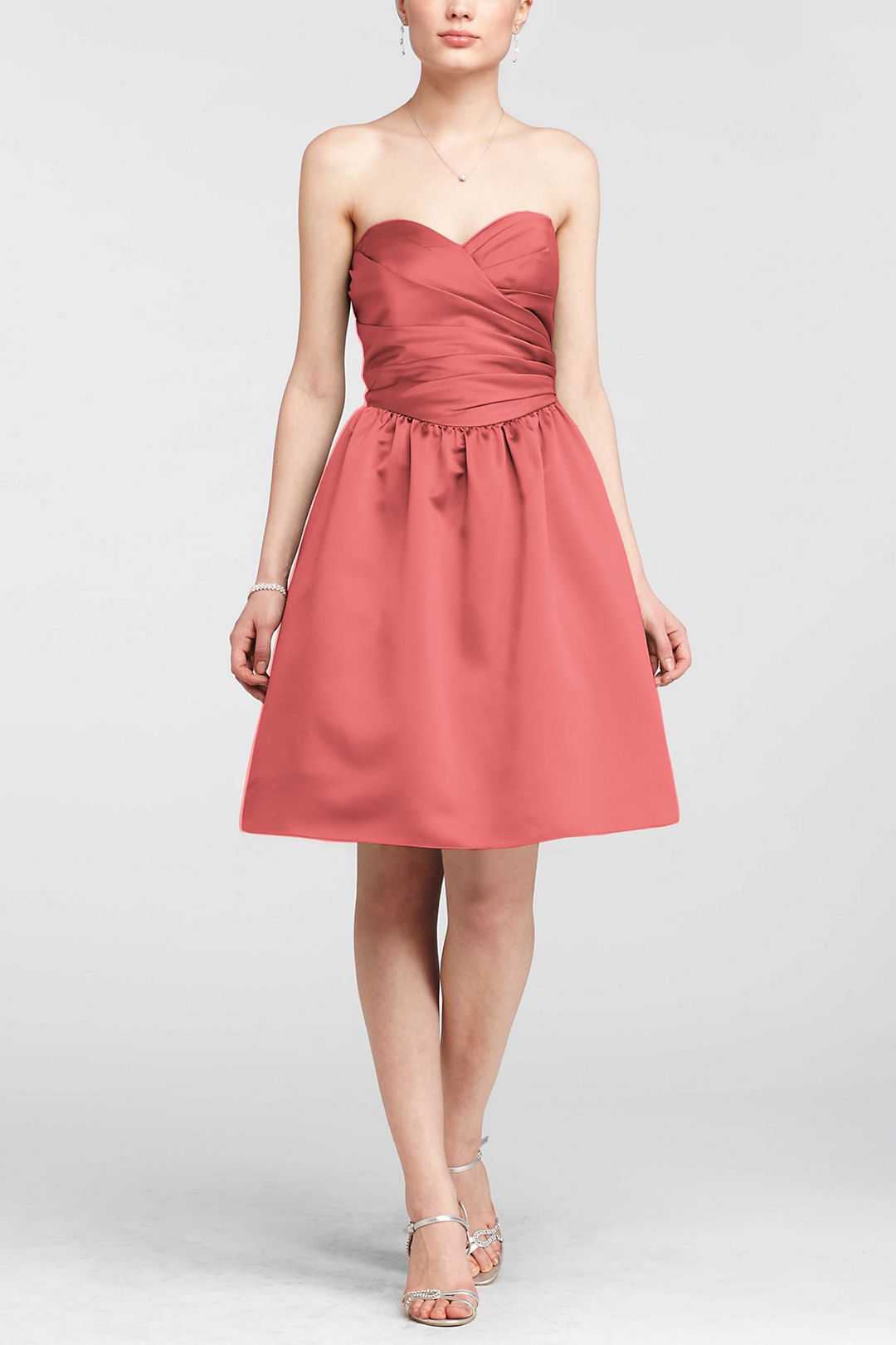 Sweetheart Satin Ruched Dress with Full Skirt Image 3