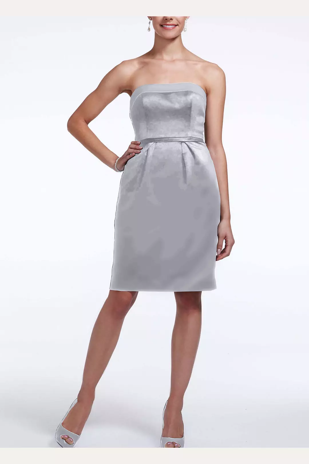 Short Satin Dress with Back Bow Detail Image