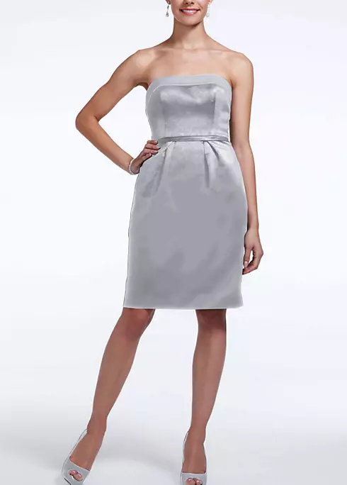 Short Satin Dress with Back Bow Detail Image 1