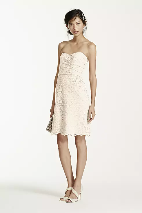 Short Strapless All Over Lace Dress  Image 1