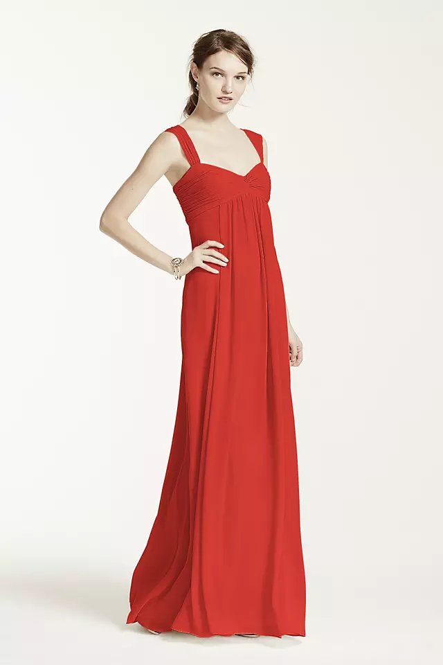 Long Crinkle Chiffon Dress with Twist Front Detail Image