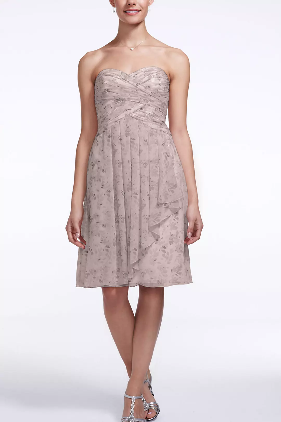 Short Allover Print Crinkle Chiffon Dress Image
