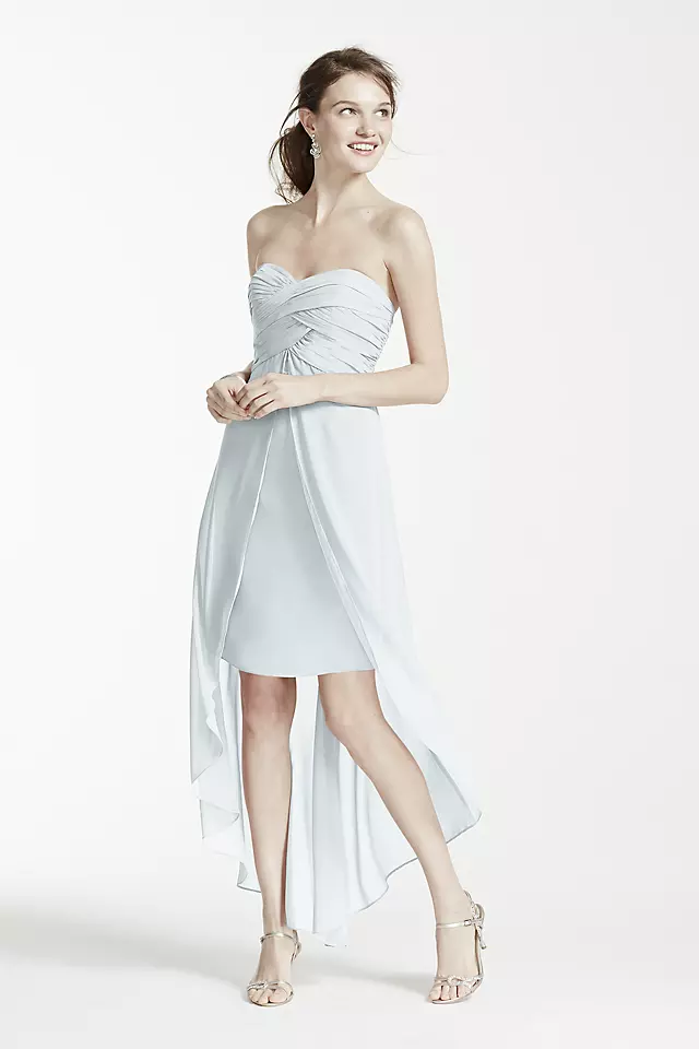 Strapless High Low Dress with Front Detail Image