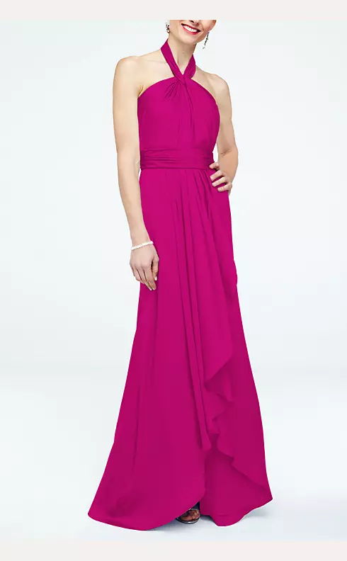 Long Matte Charmeuse Dress with Y Neckline Image 1