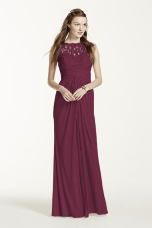 david's bridal wine lace bridesmaid dress