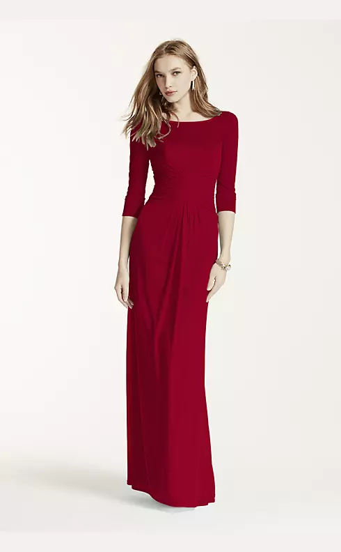 Long Mesh Dress with Illusion Sleeves Image 1