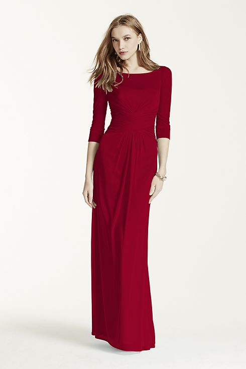 Long Mesh Dress with Illusion Sleeves Image 1