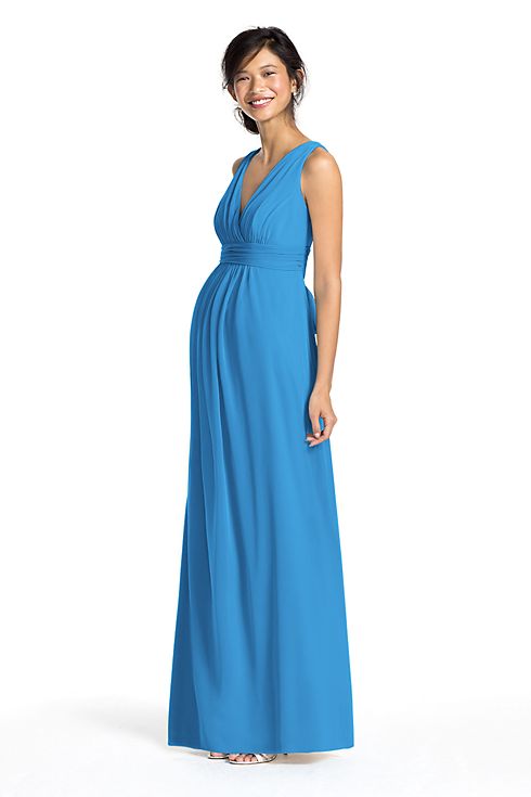 Long Mesh Empire Maternity Dress with Sash Image 1