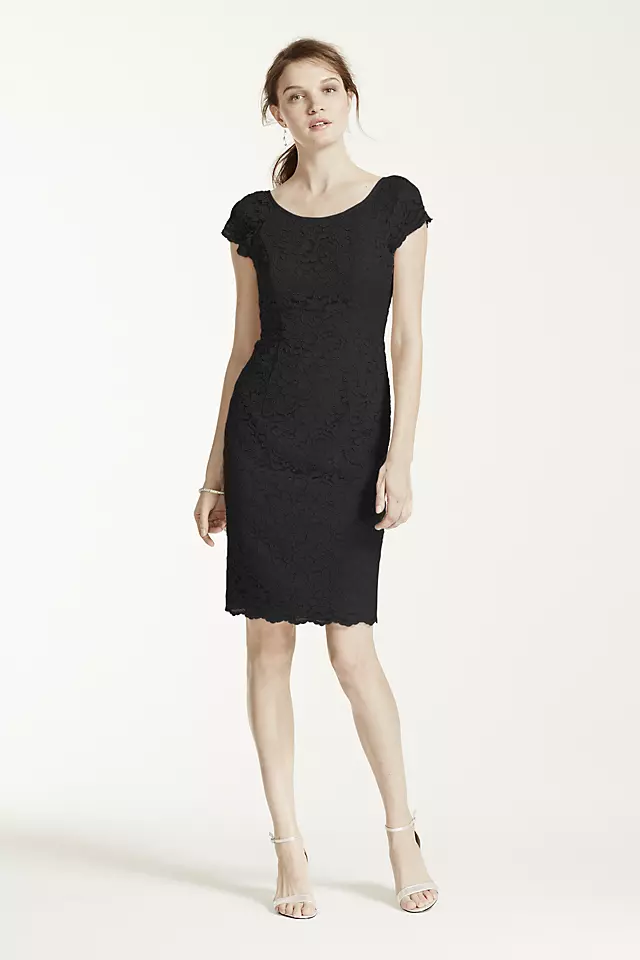 Short Corded Lace Dress with Scalloped Hem Image