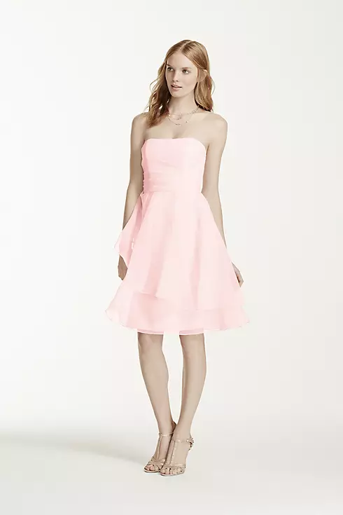 Short Strapless Organza Dress with Full Skirt Image 1